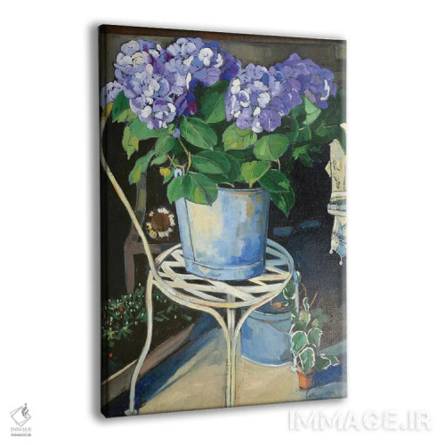 تابلو دکوراتیو گل ادریسی روی صندلی اثر ژان پل کورشیا - نمای پرسپکتیو محصول