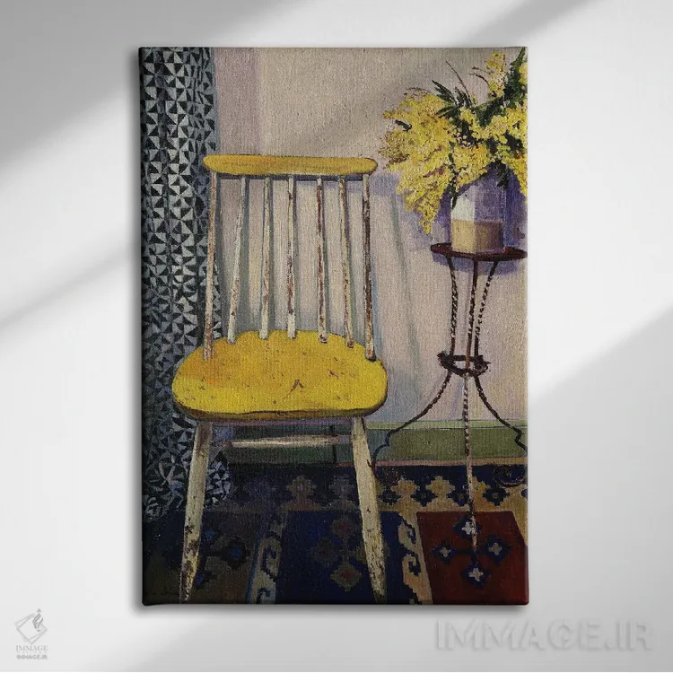 تابلو دکوراتیو صندلی میموزا اثر ژان پل کورشیا - نمای روبهرو روی دیوار