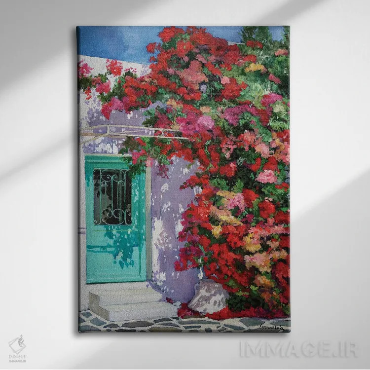 تابلو دکوراتیو گل کاغذی روی دیوار اثر ژان پل کورشیا - نمای روبهرو روی دیوار
