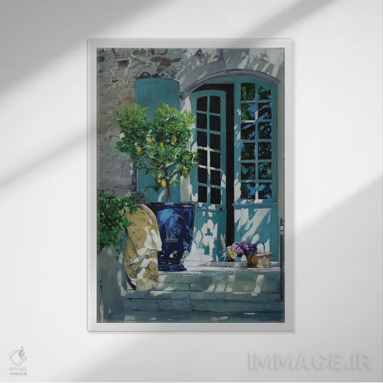 تابلو دکوراتیو پنجره نیمه باز اثر ژان پل کورشیا - نمای قابدار سفید