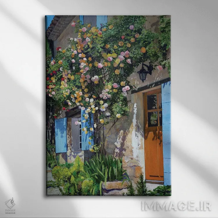 تابلو دکوراتیو نمای گل دار اثر ژان پل کورشیا - نمای روبهرو روی دیوار