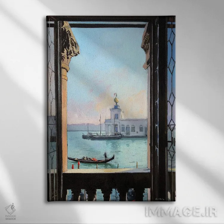 تابلو دکوراتیو پنجره ای در ونیز اثر ژان پل کورشیا - نمای روبهرو روی دیوار