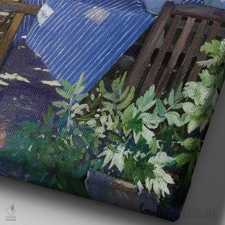 تابلو دکوراتیو سفره در سایه اثر ژان پل کورشیا - نمای نزدیک بافت بوم