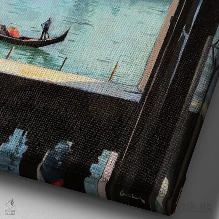 تابلو دکوراتیو پنجره ای در ونیز اثر ژان پل کورشیا - نمای نزدیک بافت بوم