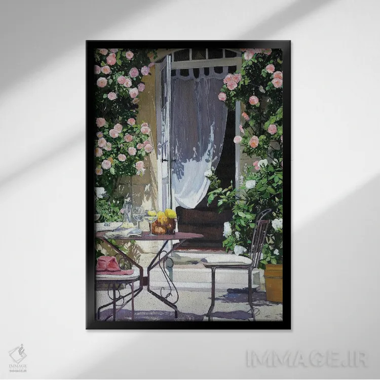 تابلو دکوراتیو سبد میوه اثر ژان پل کورشیا - نمای قابدار مشکی