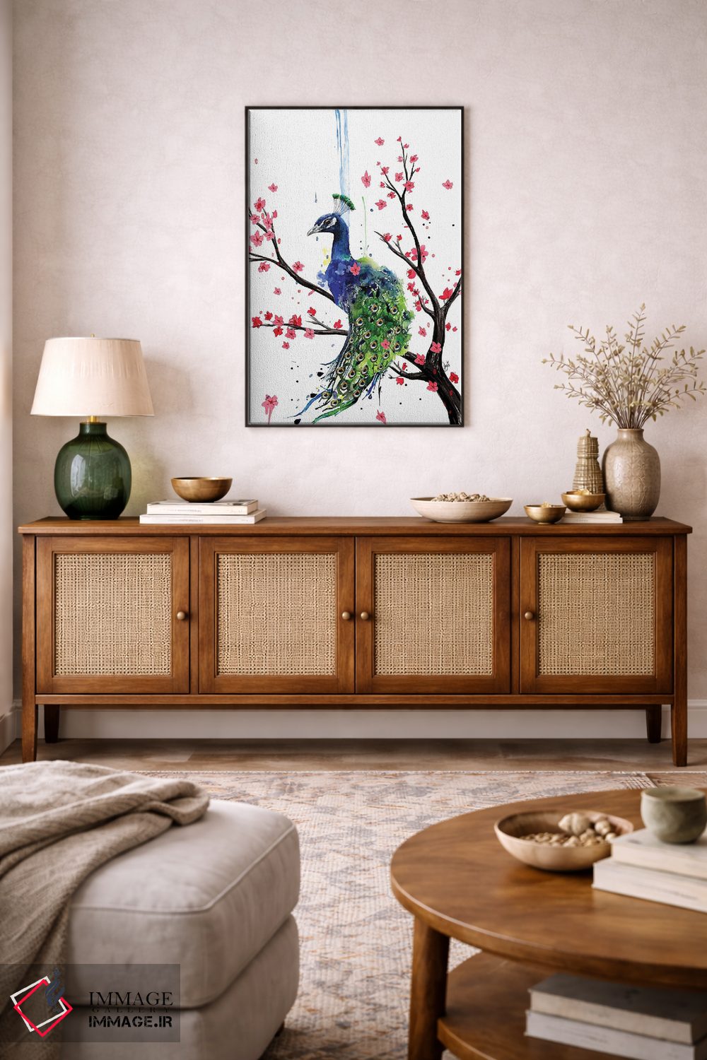 تابلو دکوراتیو طاووس آسمانی اثر جان سانتوس - D5B