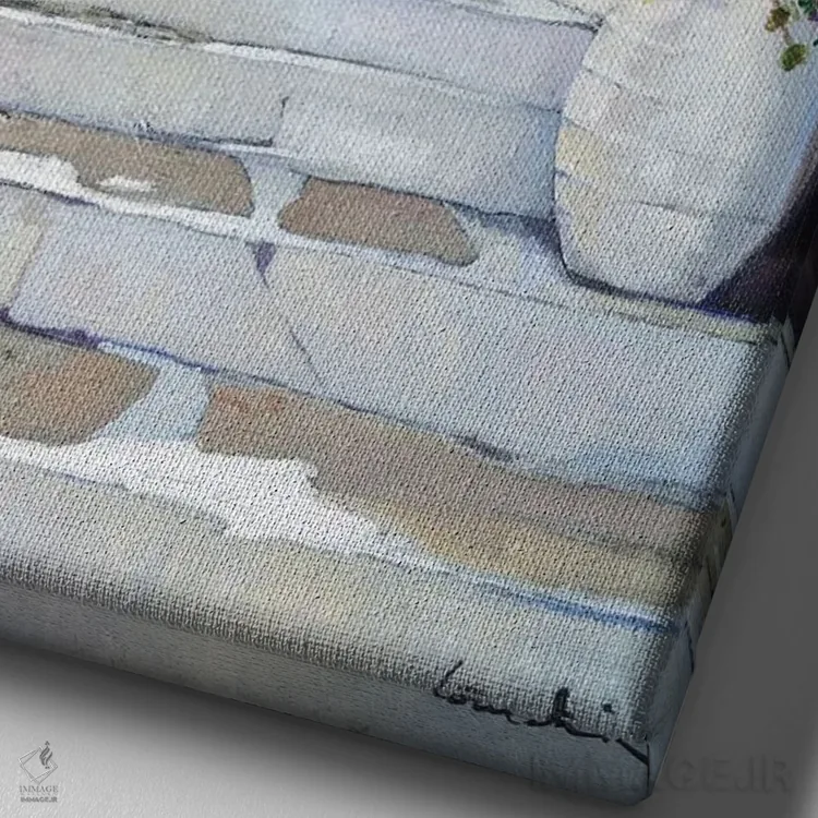 تابلو دکوراتیو کوچه خرزهره صورتی اثر ژان پل کورشیا - نمای نزدیک بافت بوم