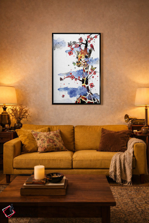 تابلو دکوراتیو زرافه آسمانی اثر جان سانتوس - D4B