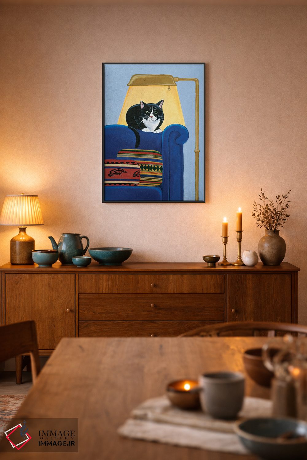 تابلو دکوراتیو کت ماندو در حال گرم شدن اثر یان پانیکو - D6B