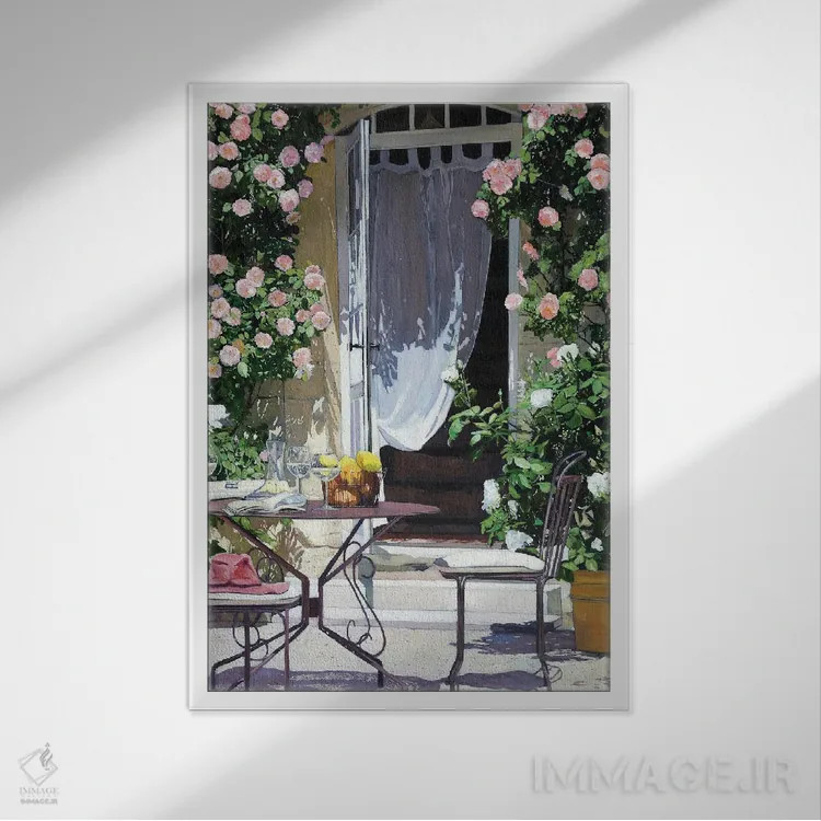 تابلو دکوراتیو سبد میوه اثر ژان پل کورشیا - نمای قابدار سفید