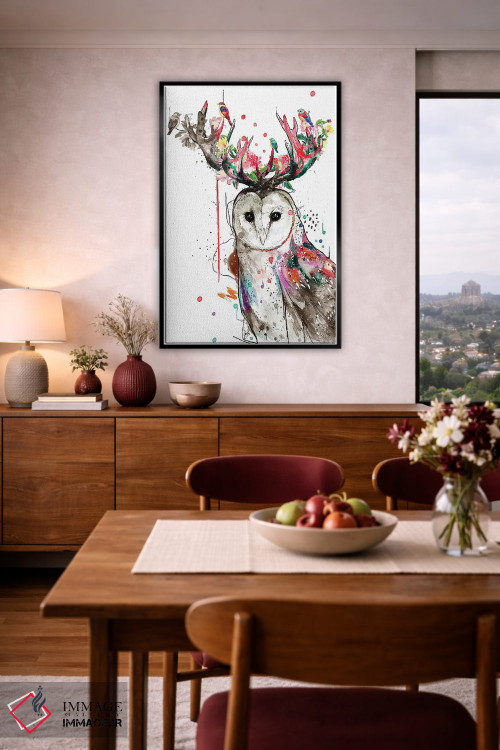 تابلو دکوراتیو جغد ملکه اثر جان سانتوس - D5B