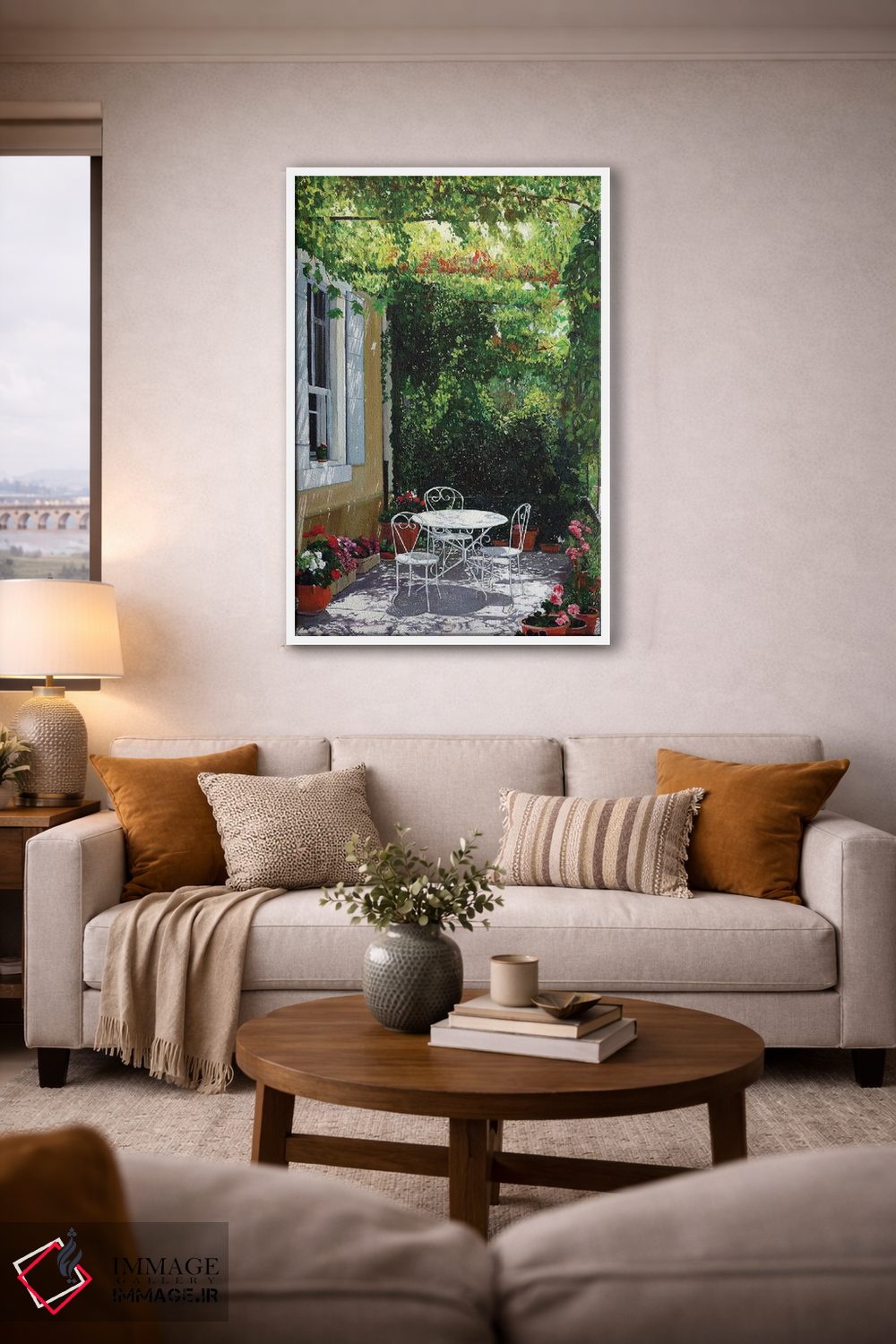 تابلو دکوراتیو تراس گل شمعدانی اثر ژان پل کورشیا - D2W