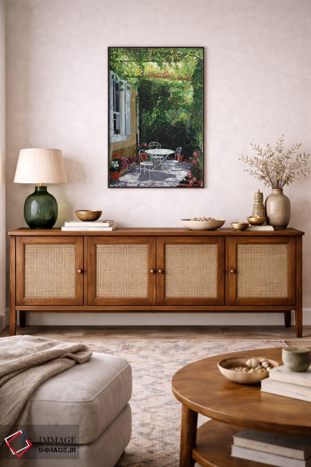 تابلو دکوراتیو تراس گل شمعدانی اثر ژان پل کورشیا - D3B