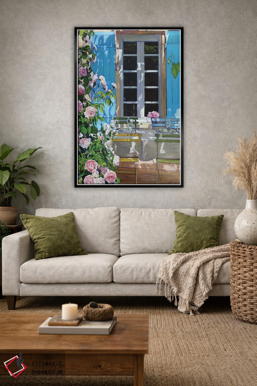 تابلو دکوراتیو تراس گل رز اثر ژان پل کورشیا - D1B