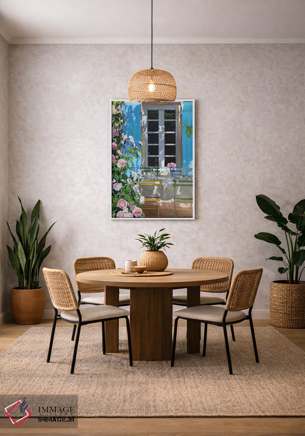 تابلو دکوراتیو تراس گل رز اثر ژان پل کورشیا - D2W