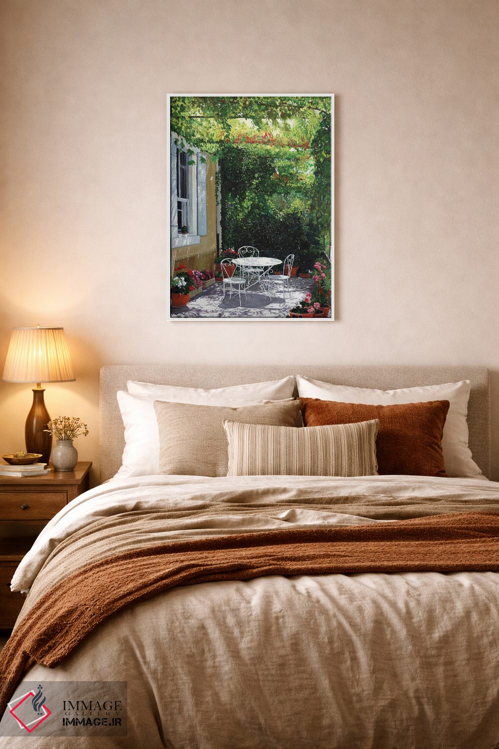 تابلو دکوراتیو تراس گل شمعدانی اثر ژان پل کورشیا - D5W