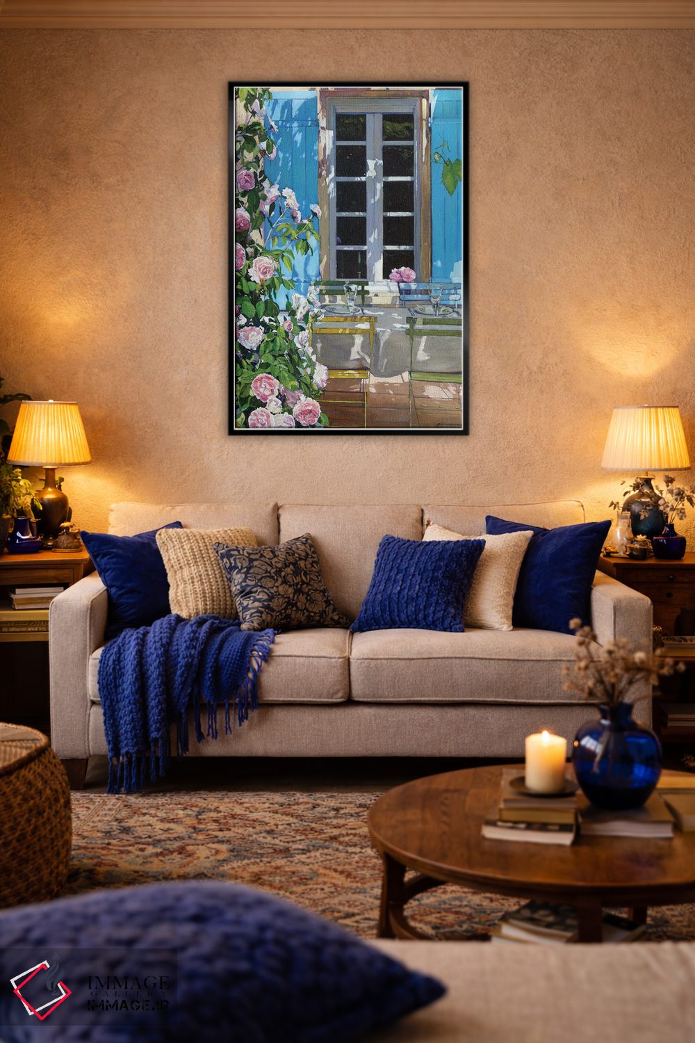 تابلو دکوراتیو تراس گل رز اثر ژان پل کورشیا - D5B