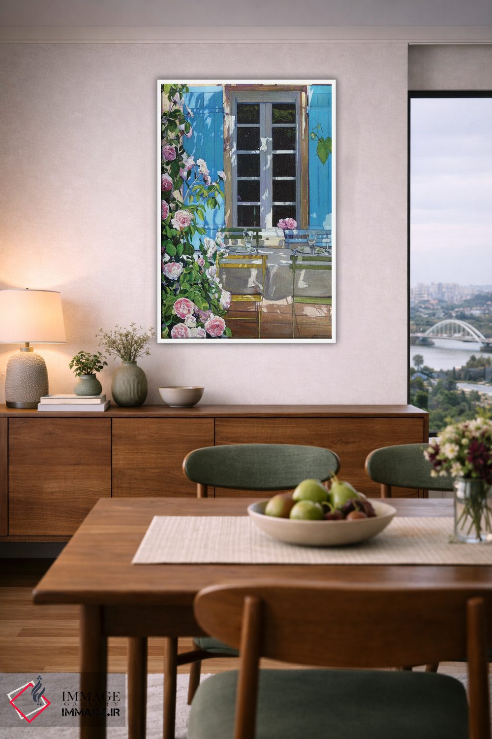 تابلو دکوراتیو تراس گل رز اثر ژان پل کورشیا - D6W