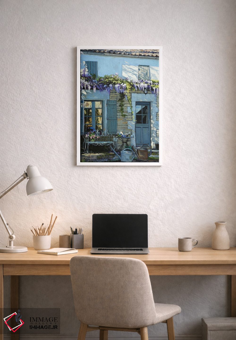 تابلو دکوراتیو نمای گل گلیسین اثر ژان پل کورشیا - D1W