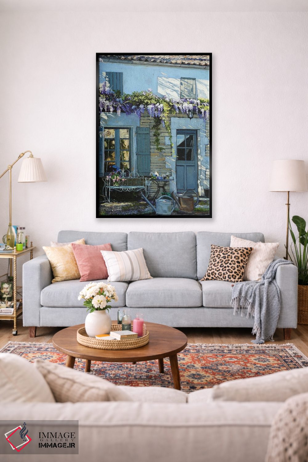 تابلو دکوراتیو نمای گل گلیسین اثر ژان پل کورشیا - D2B