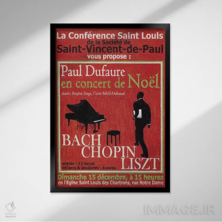 تابلو دکوراتیو پوستر قدیمی کنسرت نوئل پل دوفور اثر ژان-پی یر گو - نمای قابدار مشکی