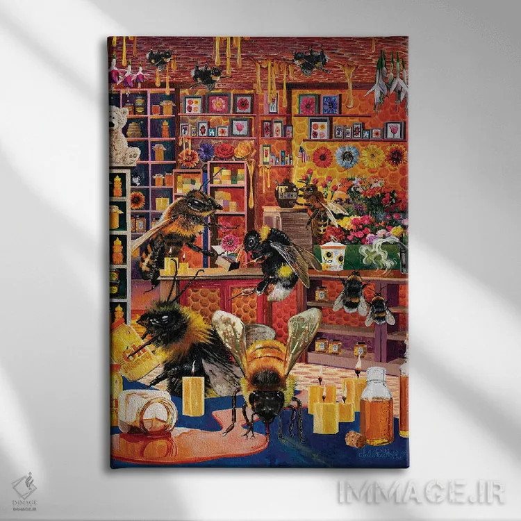 تابلو دکوراتیو تجارت زنبوری اثر جولی پیس هوف - نمای روبهرو روی دیوار