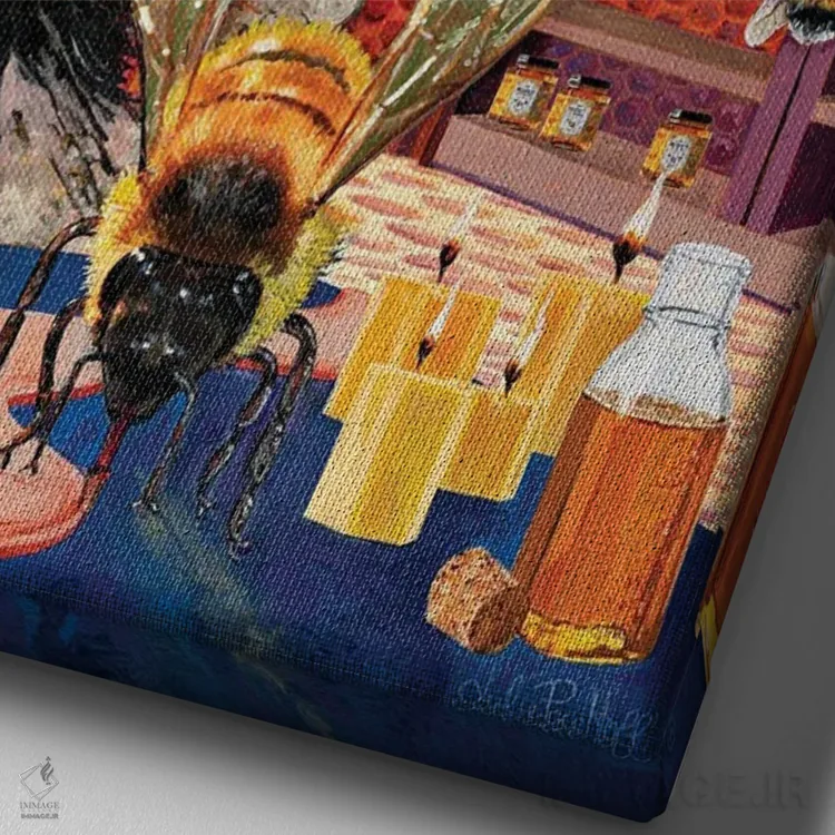 تابلو دکوراتیو تجارت زنبوری اثر جولی پیس هوف - نمای نزدیک بافت بوم