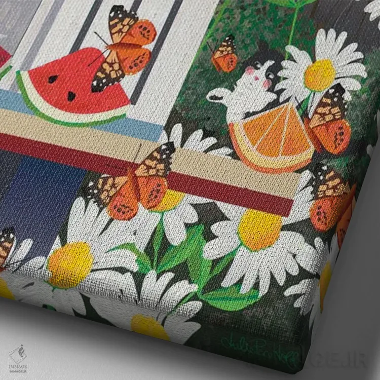 تابلو دکوراتیو خانه پروانه ای میهن پرستانه اثر جولی پیس هوف - نمای نزدیک بافت بوم