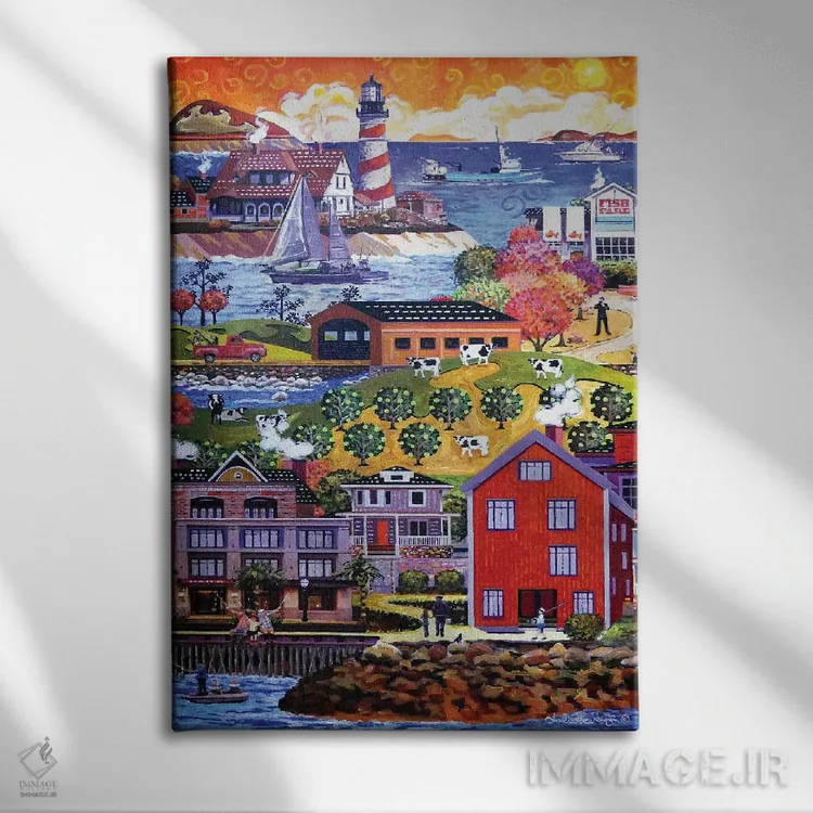 تابلو دکوراتیو ماهیگیری با پدر اثر جولی پیس هوف - نمای روبهرو روی دیوار