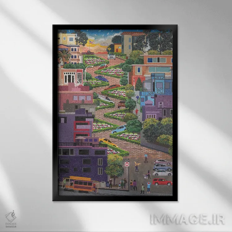 تابلو دکوراتیو خیابان لومبارد اثر جولی پیس هوف - نمای قابدار مشکی