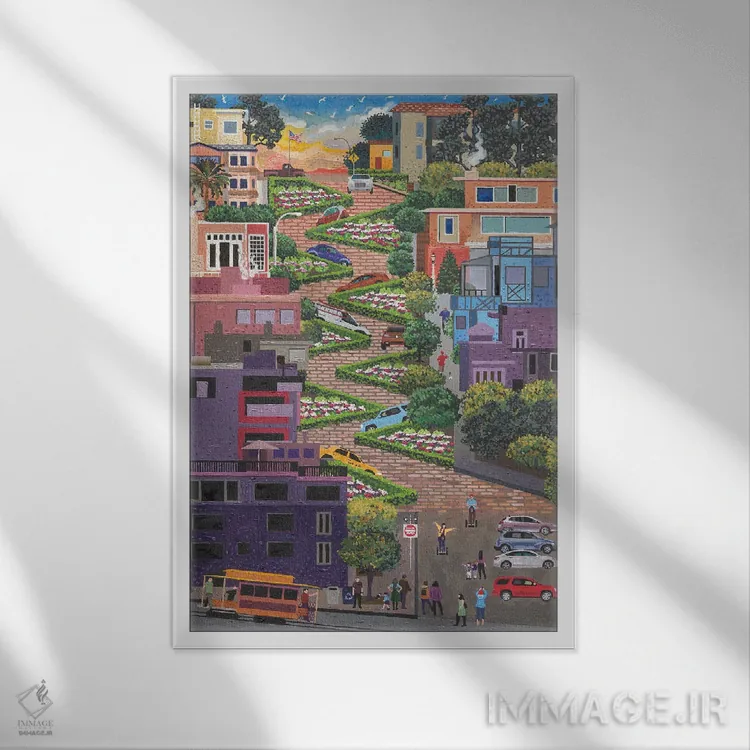 تابلو دکوراتیو خیابان لومبارد اثر جولی پیس هوف - نمای قابدار سفید