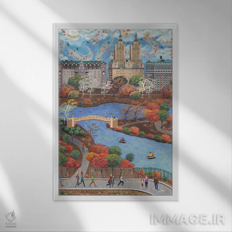 تابلو دکوراتیو پاییز در سنترال پارک اثر جولی پیس هوف - نمای قابدار سفید