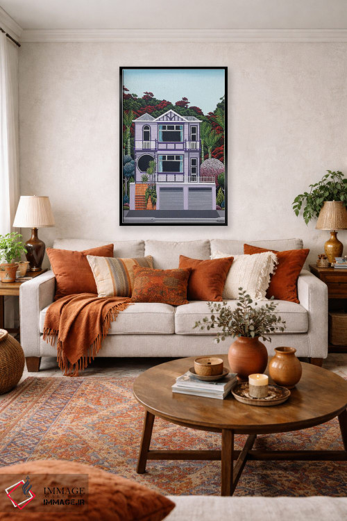 تابلو دکوراتیو خانه بنفش کنار خلیج اثر لیزا جپسون - D3B