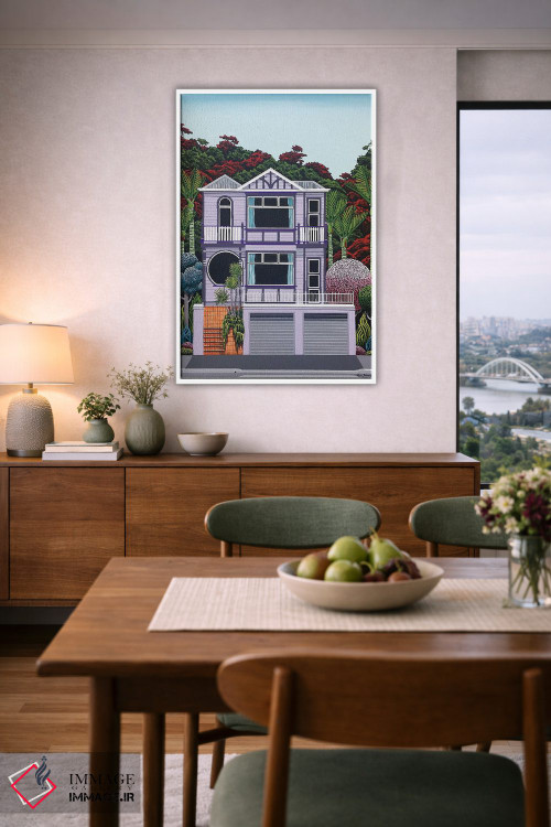 تابلو دکوراتیو خانه بنفش کنار خلیج اثر لیزا جپسون - D6W