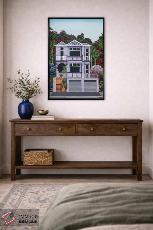 تابلو دکوراتیو خانه بنفش کنار خلیج اثر لیزا جپسون - D5B