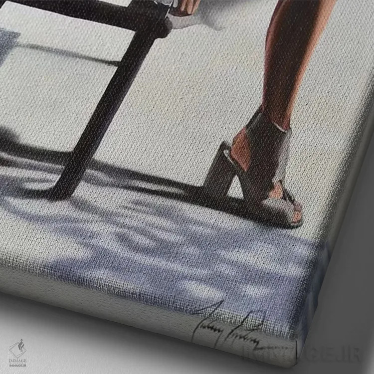 تابلو دکوراتیو حفظ آرامش با وقار اثر جانی پاپکس - نمای نزدیک بافت بوم