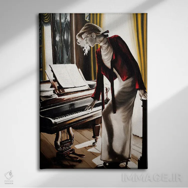 تابلو دکوراتیو پیانیست اثر جانی پاپکس - نمای روبهرو روی دیوار