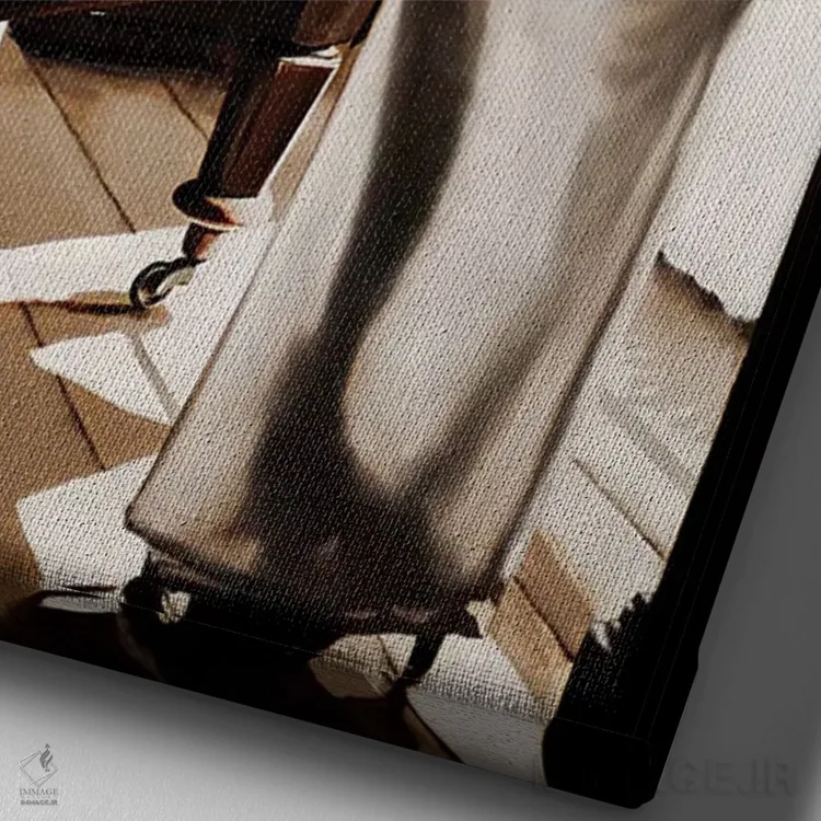 تابلو دکوراتیو پیانیست اثر جانی پاپکس - نمای نزدیک بافت بوم