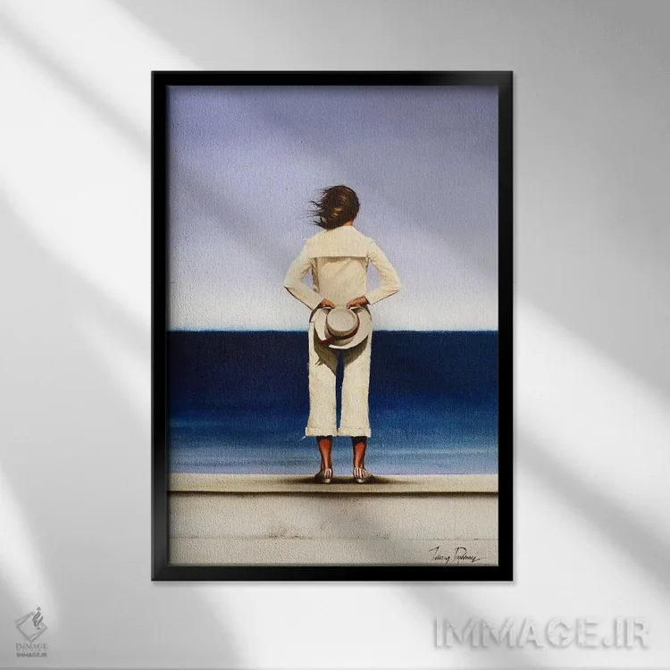 تابلو دکوراتیو سواحل دوردست اثر جانی پاپکس - نمای قابدار مشکی