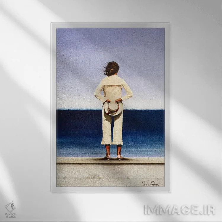 تابلو دکوراتیو سواحل دوردست اثر جانی پاپکس - نمای قابدار سفید