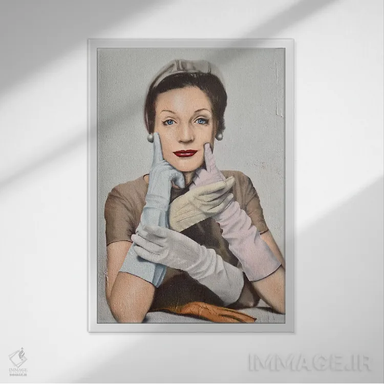 تابلو دکوراتیو دستکش ها اثر جانی پاپکس - نمای قابدار سفید