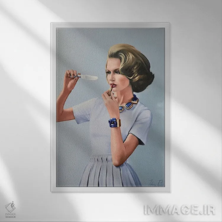 تابلو دکوراتیو بداهه نوازی اثر جانی پاپکس - نمای قابدار سفید