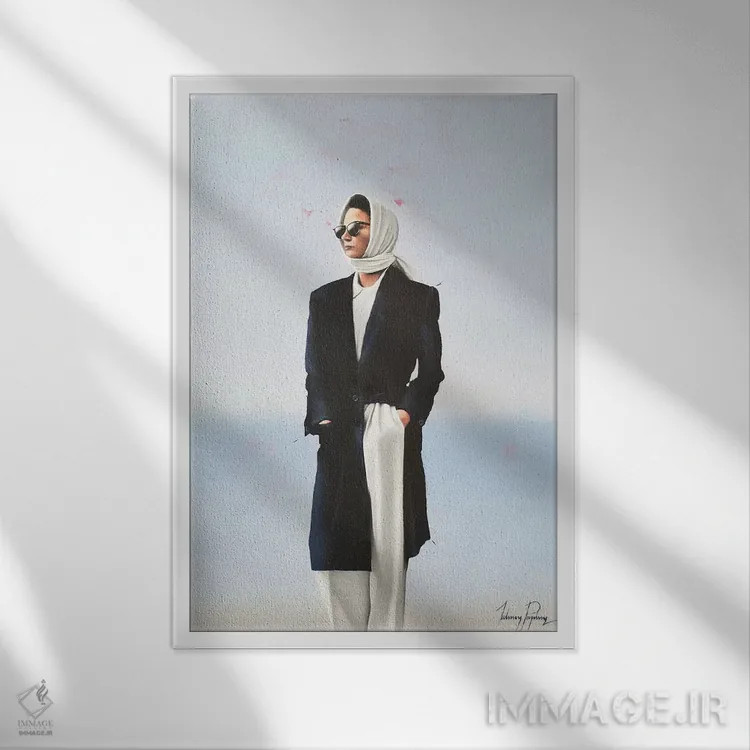 تابلو دکوراتیو تنها اثر جانی پاپکس - نمای قابدار سفید