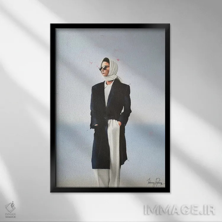 تابلو دکوراتیو تنها اثر جانی پاپکس - نمای قابدار مشکی