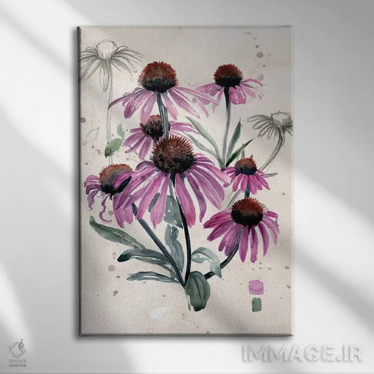 تابلو دکوراتیو گل های وحشی بنفش یک اثر جنیفر پکستون پارکر - نمای روبهرو روی دیوار