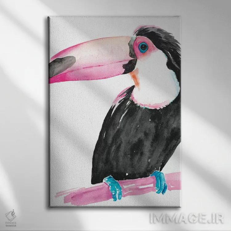 تابلو دکوراتیو توکان رنگی شماره دو اثر جنیفر پکستون پارکر - نمای روبهرو روی دیوار