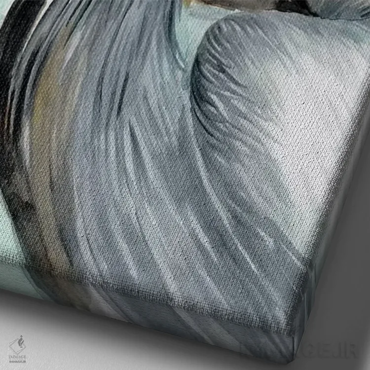 تابلو دکوراتیو پلیکان فیروزه ای دو اثر جنیفر پکستون پارکر - نمای نزدیک بافت بوم