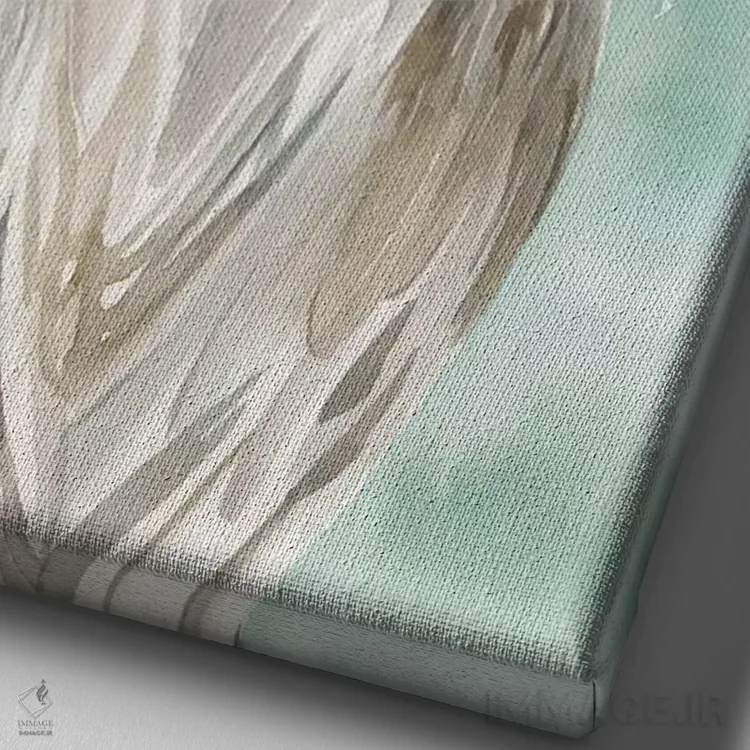 تابلو دکوراتیو پلیکان فیروزه ای یک اثر جنیفر پکستون پارکر - نمای نزدیک بافت بوم