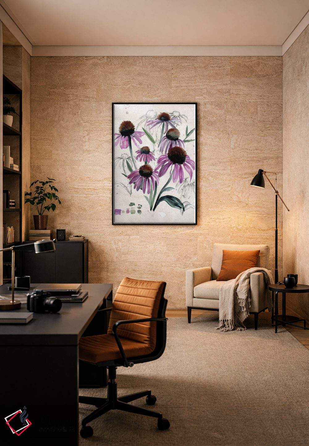 تابلو دکوراتیو گل های وحشی بنفش دو اثر جنیفر پکستون پارکر - D6B