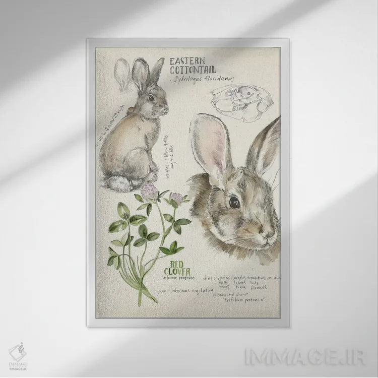 تابلو دکوراتیو دفترچه حیات وحش دو اثر جنیفر پکستون پارکر - نمای قابدار سفید